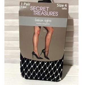 Secret Treasures 1 pair size 4 Fashion Tights Black Brand New!